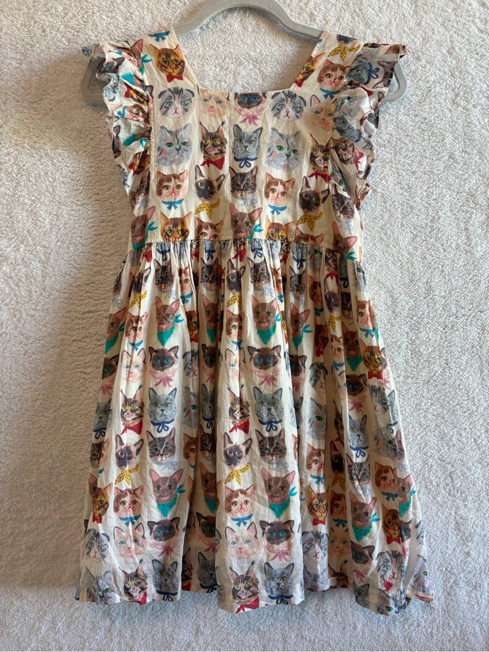 Pink Chicken Girl’s Elsie “Cool Cats” Print Cotton Flutter Sleeve Dress Size 10